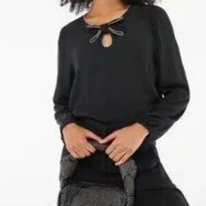 J. Crew Elegant peasant blouse, rhinestone bow. Size M Holiday sparkle